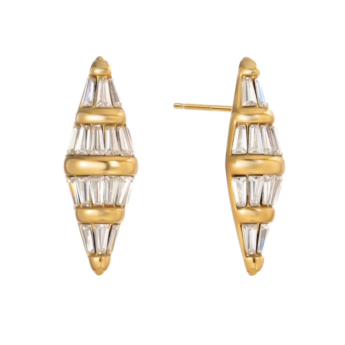 Waterproof Apex Baguette Earrings